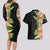 Hawaii Tropical Flowers Tribal Pattern Couples Matching Long Sleeve Bodycon Dress and Hawaiian Shirt No1 LT9 - Polynesian Pride