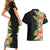 Hawaii Tropical Flowers Tribal Pattern Couples Matching Short Sleeve Bodycon Dress and Hawaiian Shirt No1 LT9 - Polynesian Pride