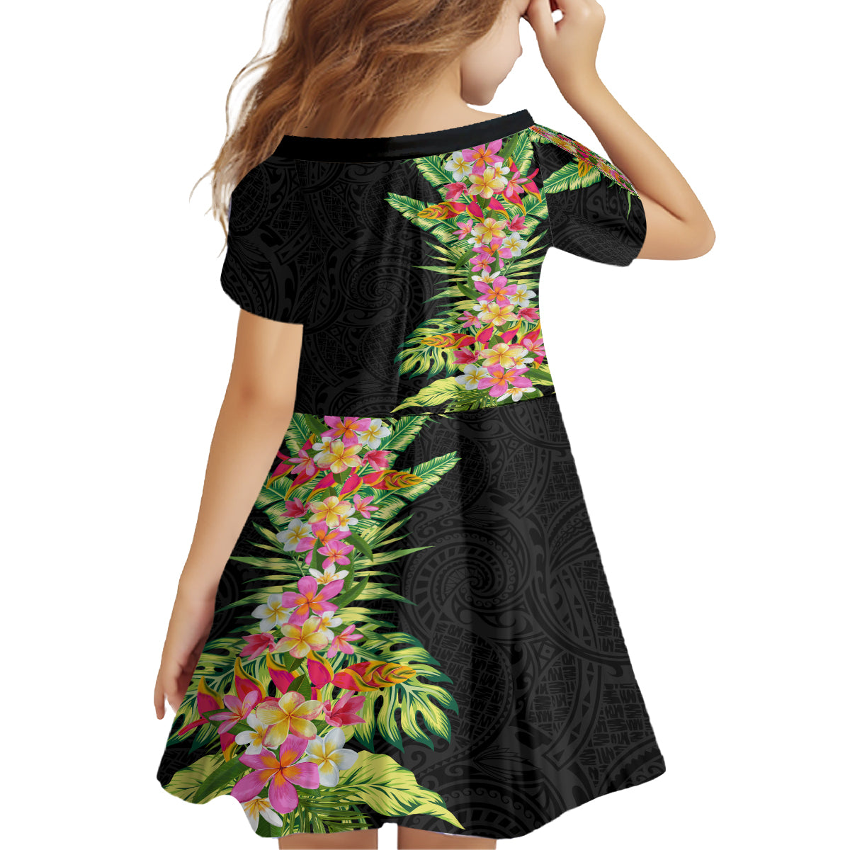 Hawaii Tropical Flowers Tribal Pattern Family Matching Long Sleeve Bodycon Dress and Hawaiian Shirt No1 LT9 - Polynesian Pride