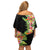 Hawaii Tropical Flowers Tribal Pattern Family Matching Off Shoulder Short Dress and Hawaiian Shirt No1 LT9 - Polynesian Pride