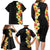 Hawaii Tropical Flowers Tribal Pattern Family Matching Long Sleeve Bodycon Dress and Hawaiian Shirt No2 LT9 - Polynesian Pride