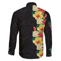 Hawaii Tropical Flowers Tribal Pattern Family Matching Long Sleeve Bodycon Dress and Hawaiian Shirt No2 LT9 - Polynesian Pride