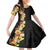 Hawaii Tropical Flowers Tribal Pattern Family Matching Puletasi and Hawaiian Shirt No2 LT9 Daughter's Dress Black - Polynesian Pride