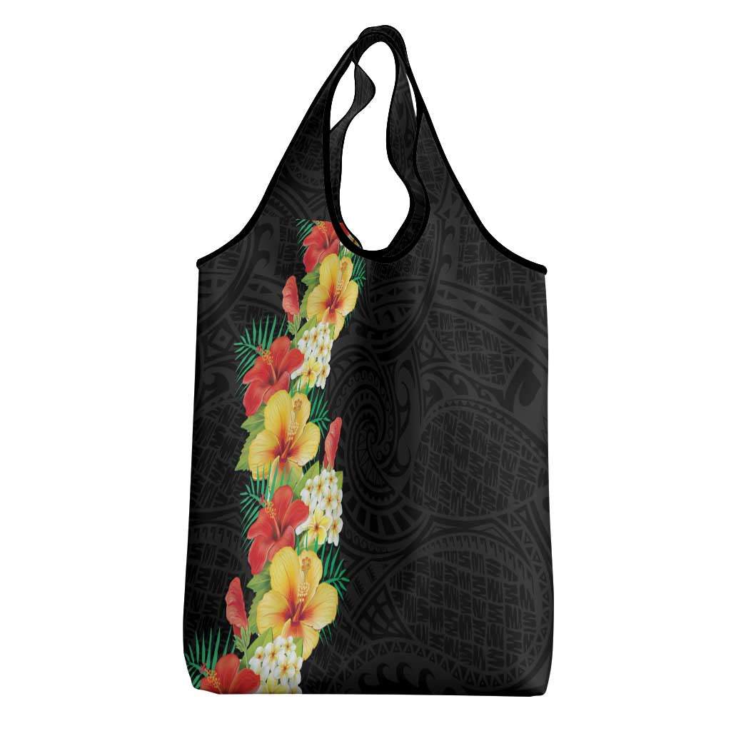 Hawaii Tropical Flowers Tribal Pattern Grocery Bag No2 LT9 - Polynesian Pride