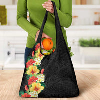 Hawaii Tropical Flowers Tribal Pattern Grocery Bag No2 LT9 - Polynesian Pride