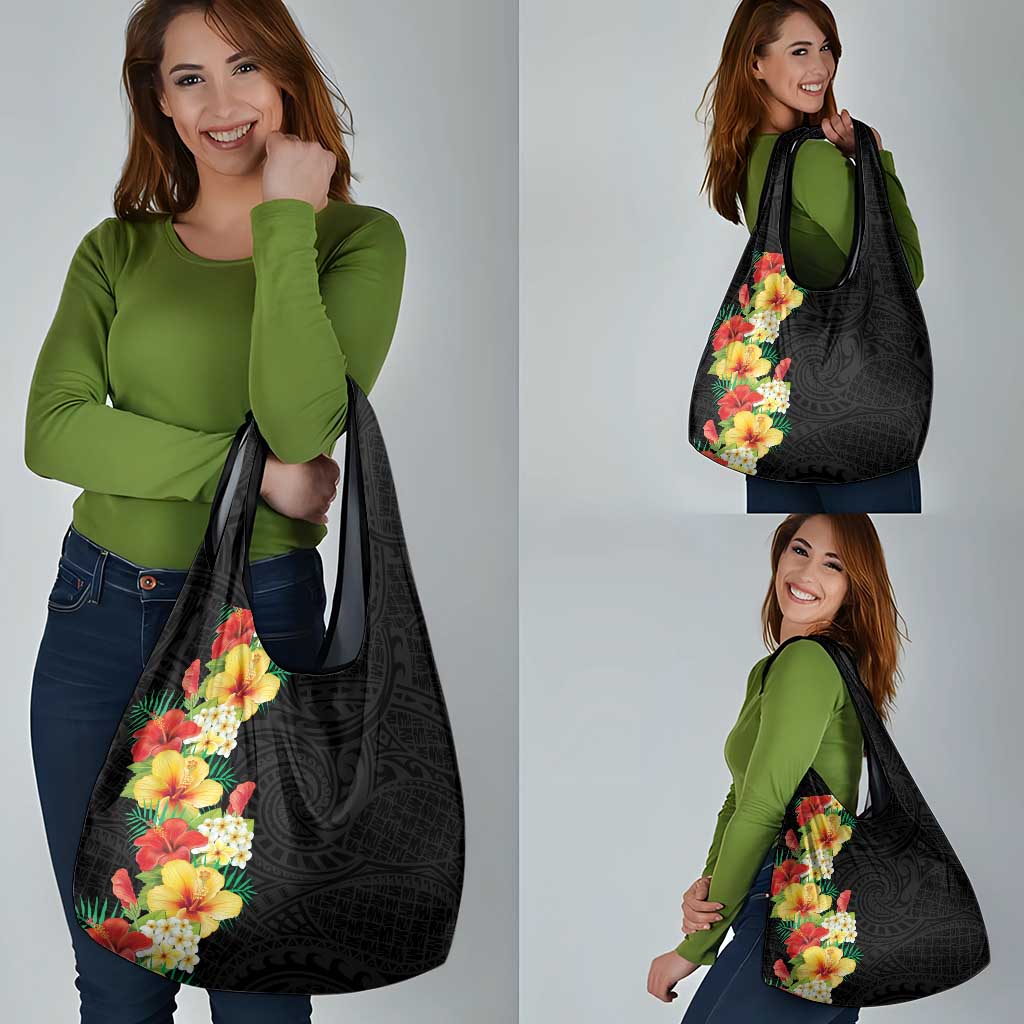 Hawaii Tropical Flowers Tribal Pattern Grocery Bag No2 LT9 - Polynesian Pride