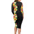 Hawaii Tropical Flowers Tribal Pattern Long Sleeve Bodycon Dress No2 LT9 - Polynesian Pride