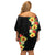 Hawaii Tropical Flowers Tribal Pattern Off Shoulder Short Dress No2 LT9 - Polynesian Pride