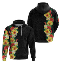 Hawaii Tropical Flowers Tribal Pattern Zip Hoodie No2 LT9 - Polynesian Pride