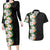 Hawaii Tropical Flowers Tribal Pattern Couples Matching Long Sleeve Bodycon Dress and Hawaiian Shirt No3 LT9 Black - Polynesian Pride