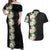 Hawaii Tropical Flowers Tribal Pattern Couples Matching Off Shoulder Maxi Dress and Hawaiian Shirt No3 LT9 Black - Polynesian Pride