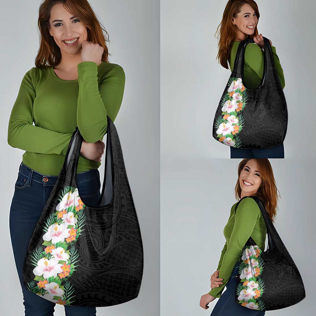 Hawaii Tropical Flowers Tribal Pattern Grocery Bag No3 LT9 - Polynesian Pride