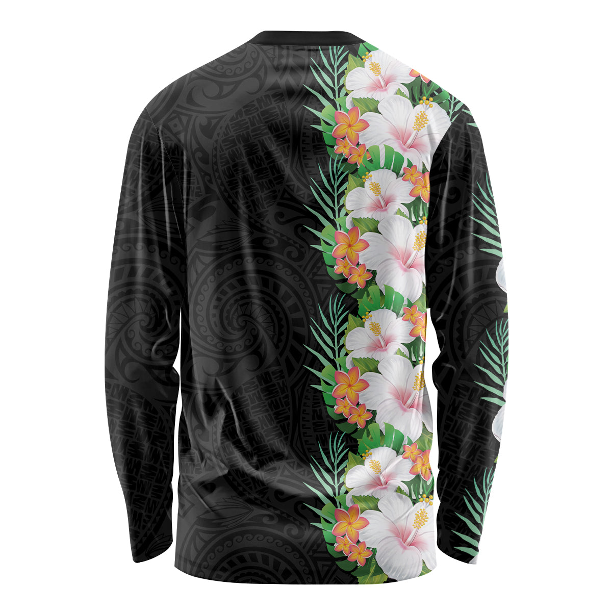 Hawaii Tropical Flowers Tribal Pattern Long Sleeve Shirt No3 LT9 - Polynesian Pride