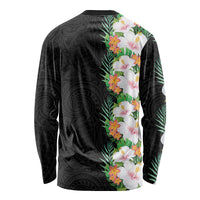 Hawaii Tropical Flowers Tribal Pattern Long Sleeve Shirt No3 LT9 - Polynesian Pride