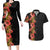 Hawaii Tropical Flowers Tribal Pattern Couples Matching Long Sleeve Bodycon Dress and Hawaiian Shirt No4 LT9 Black - Polynesian Pride