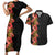 Hawaii Tropical Flowers Tribal Pattern Couples Matching Short Sleeve Bodycon Dress and Hawaiian Shirt No4 LT9 Black - Polynesian Pride