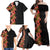 Hawaii Tropical Flowers Tribal Pattern Family Matching Off Shoulder Maxi Dress and Hawaiian Shirt No4 LT9 - Polynesian Pride