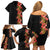 Hawaii Tropical Flowers Tribal Pattern Family Matching Off Shoulder Short Dress and Hawaiian Shirt No4 LT9 - Polynesian Pride