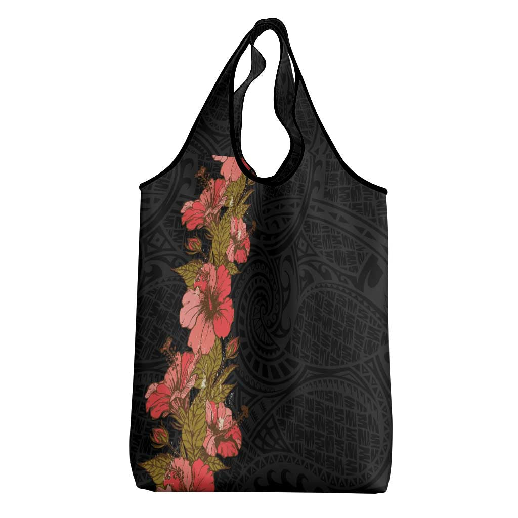 Hawaii Tropical Flowers Tribal Pattern Grocery Bag No4 LT9 - Polynesian Pride