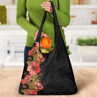 Hawaii Tropical Flowers Tribal Pattern Grocery Bag No4 LT9 - Polynesian Pride