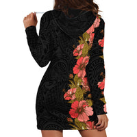 Hawaii Tropical Flowers Tribal Pattern Hoodie Dress No4 LT9 - Polynesian Pride