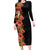 Hawaii Tropical Flowers Tribal Pattern Long Sleeve Bodycon Dress No4 LT9 Long Dress Black - Polynesian Pride