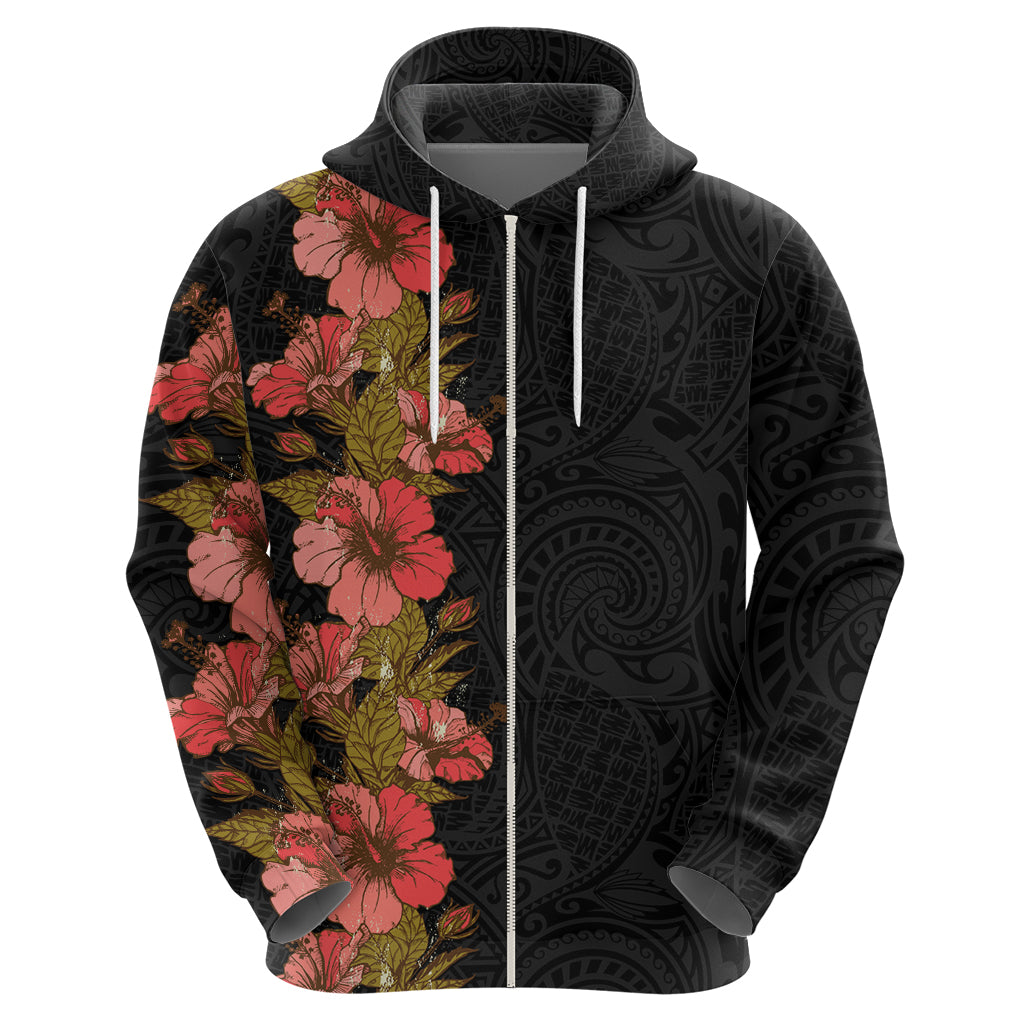 Hawaii Tropical Flowers Tribal Pattern Zip Hoodie No4 LT9 - Polynesian Pride