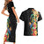 Hawaii Tropical Flowers Tribal Pattern Couples Matching Short Sleeve Bodycon Dress and Hawaiian Shirt No5 LT9 - Polynesian Pride