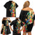 Hawaii Tropical Flowers Tribal Pattern Family Matching Off Shoulder Short Dress and Hawaiian Shirt No5 LT9 - Polynesian Pride