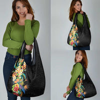 Hawaii Tropical Flowers Tribal Pattern Grocery Bag No5 LT9 - Polynesian Pride