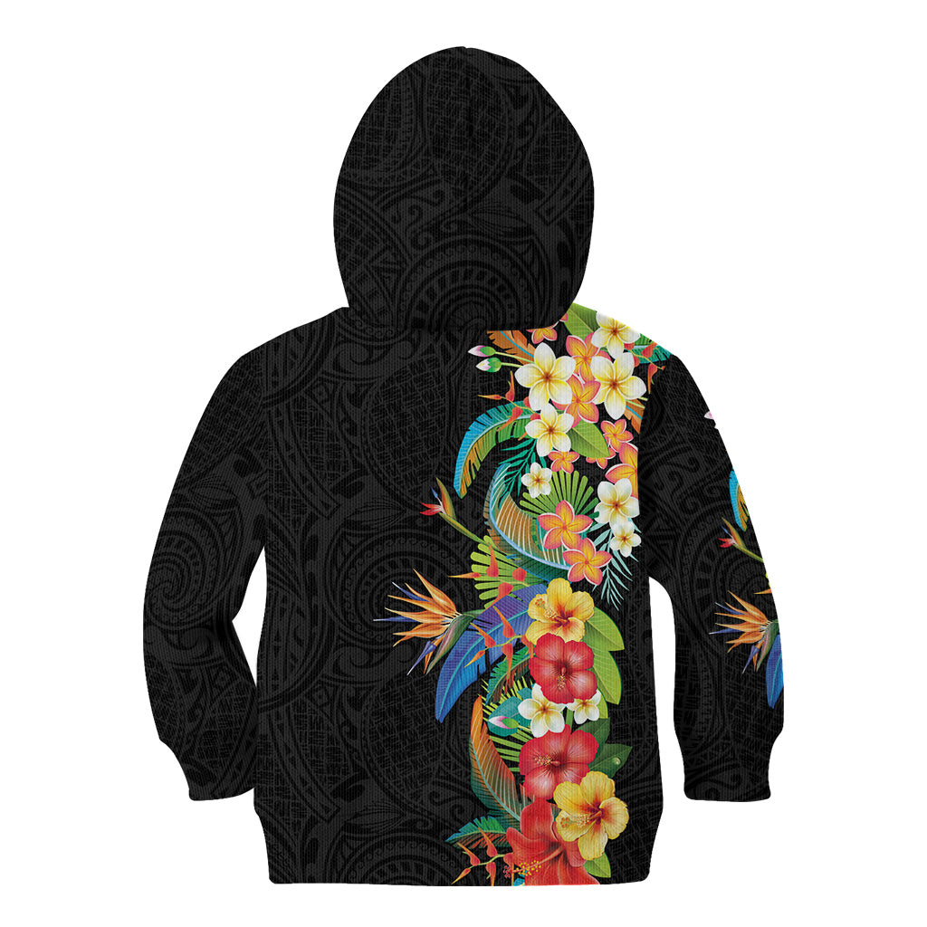 Hawaii Tropical Flowers Tribal Pattern Kid Hoodie No5 LT9 - Polynesian Pride