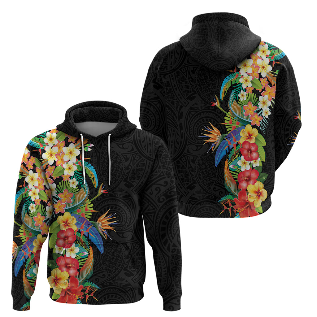 Hawaii Tropical Flowers Tribal Pattern Zip Hoodie No5 LT9 - Polynesian Pride