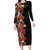 Hawaii Tropical Flowers Tribal Pattern Family Matching Long Sleeve Bodycon Dress and Hawaiian Shirt No6 LT9 Mom's Dress Black - Polynesian Pride