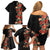 Hawaii Tropical Flowers Tribal Pattern Family Matching Off Shoulder Short Dress and Hawaiian Shirt No6 LT9 - Polynesian Pride