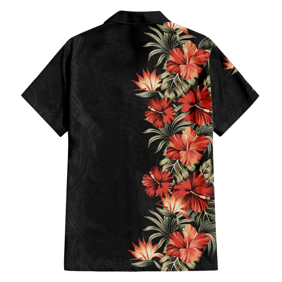 Hawaii Tropical Flowers Tribal Pattern Family Matching Short Sleeve Bodycon Dress and Hawaiian Shirt No6 LT9 - Polynesian Pride