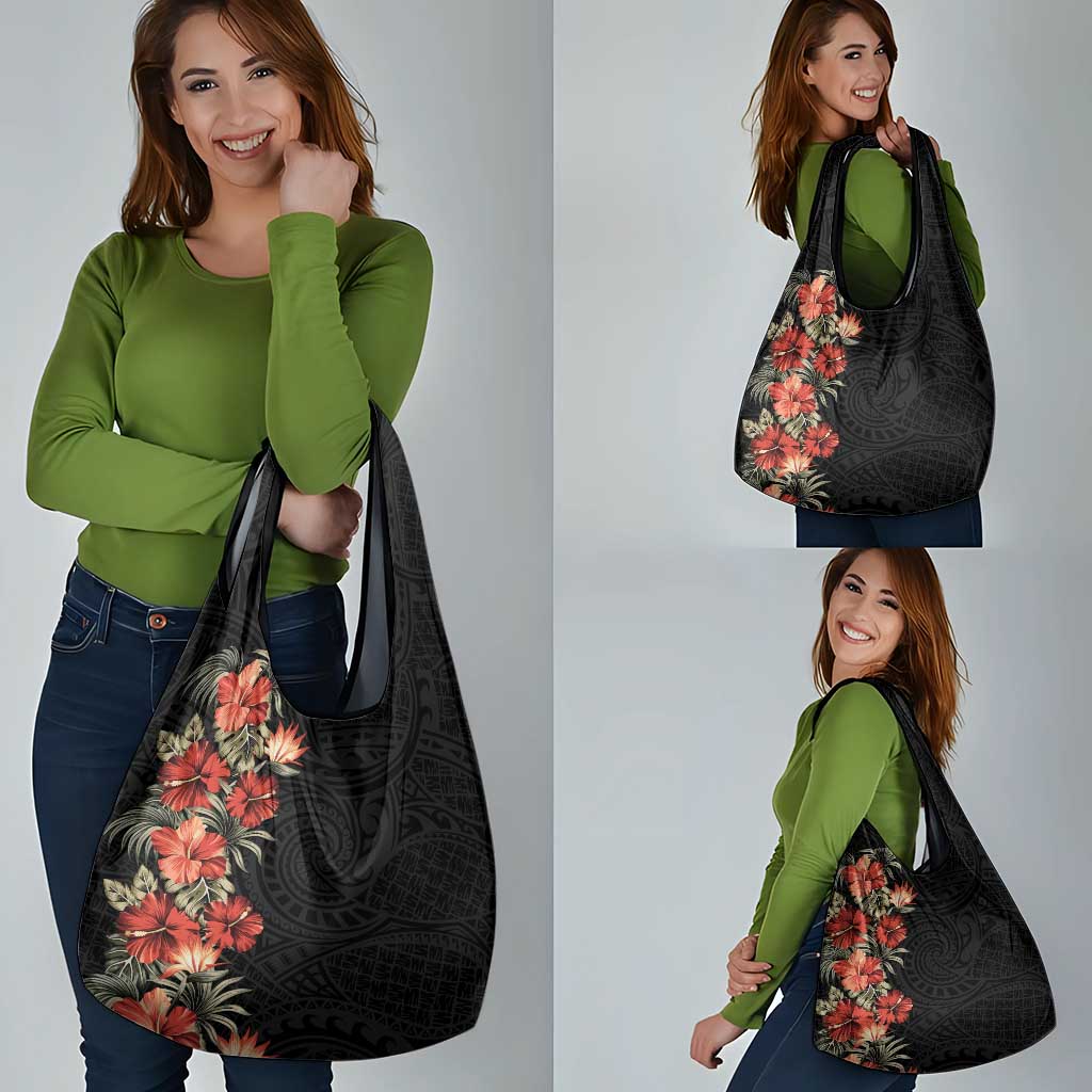Hawaii Tropical Flowers Tribal Pattern Grocery Bag No6 LT9 - Polynesian Pride