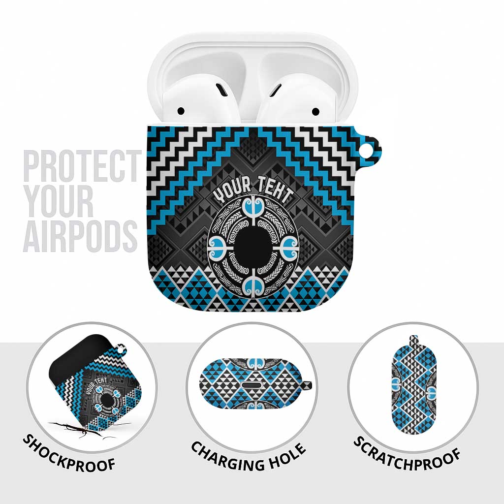 Personalised Aotearoa Niho Taniwha Motif AirPods Case Blue Style - Polynesian Pride