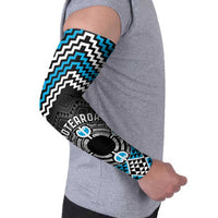 Personalised Aotearoa Niho Taniwha Motif Arm Sleeves Blue Style - Polynesian Pride