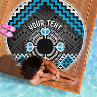 Personalised Aotearoa Niho Taniwha Motif Beach Blanket Blue Style LT9 - Polynesian Pride