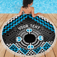 Personalised Aotearoa Niho Taniwha Motif Beach Blanket Blue Style LT9 - Polynesian Pride