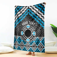 Personalised Aotearoa Niho Taniwha Motif Blanket Blue Style LT9 - Polynesian Pride