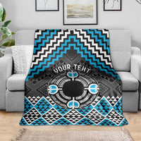 Personalised Aotearoa Niho Taniwha Motif Blanket Blue Style LT9 - Polynesian Pride