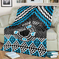 Personalised Aotearoa Niho Taniwha Motif Blanket Blue Style LT9 - Polynesian Pride