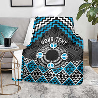 Personalised Aotearoa Niho Taniwha Motif Blanket Blue Style LT9 - Polynesian Pride