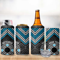 Personalised Aotearoa Niho Taniwha Motif 4 in 1 Can Cooler Tumbler Blue Style LT9 - Polynesian Pride