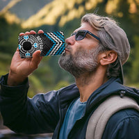 Personalised Aotearoa Niho Taniwha Motif 4 in 1 Can Cooler Tumbler Blue Style LT9 - Polynesian Pride