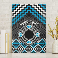 Personalised Aotearoa Niho Taniwha Motif Canvas Wall Art Blue Style LT9 Without Frame Blue - Polynesian Pride