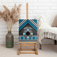 Personalised Aotearoa Niho Taniwha Motif Canvas Wall Art Blue Style LT9 - Polynesian Pride