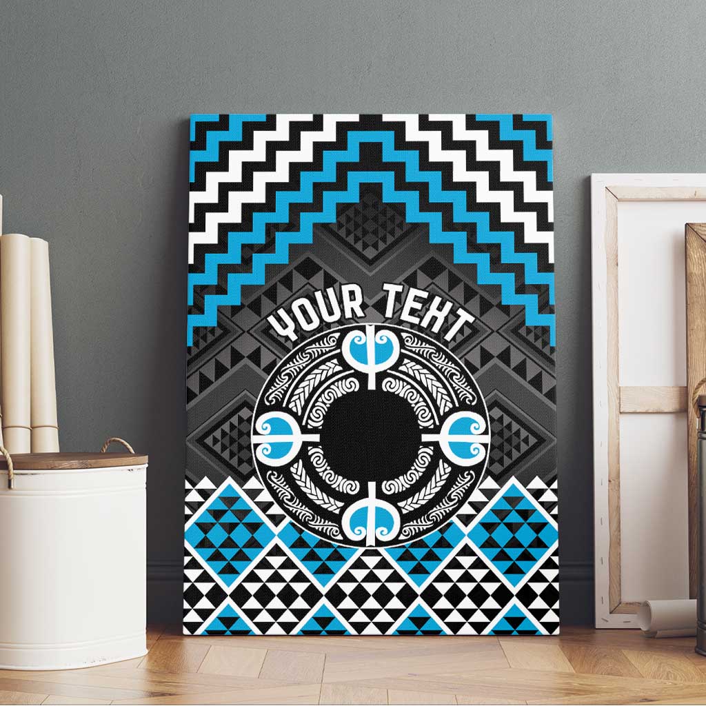 Personalised Aotearoa Niho Taniwha Motif Canvas Wall Art Blue Style LT9 - Polynesian Pride