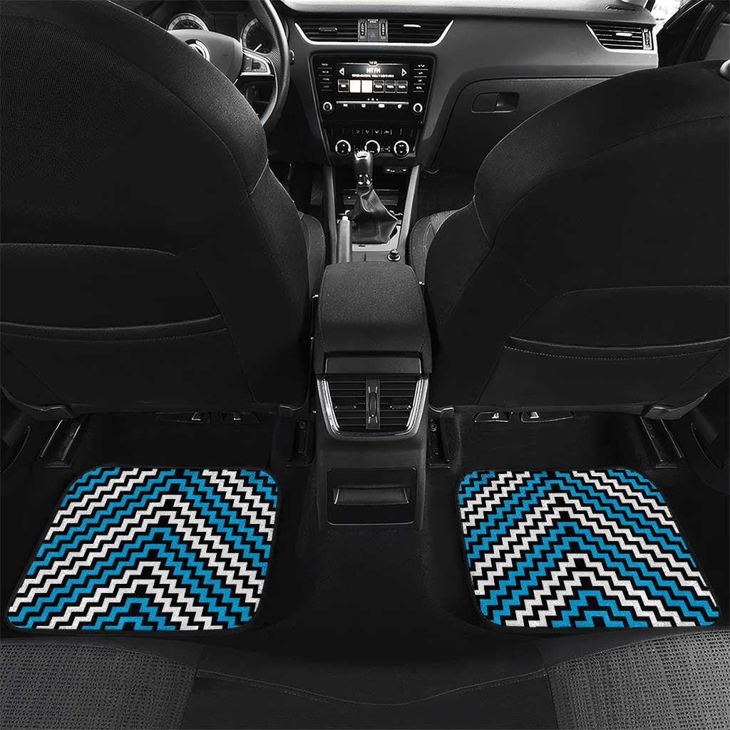 Personalised Aotearoa Niho Taniwha Motif Car Mats Blue Style LT9 Set 2pcs - Back Blue - Polynesian Pride